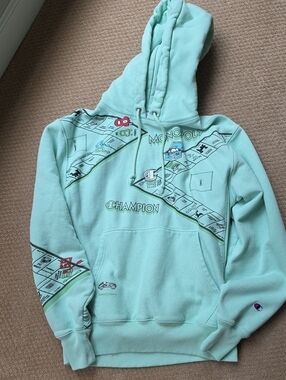 Champion Mint Green Monopoly Graphic Zip-Up Hoodie